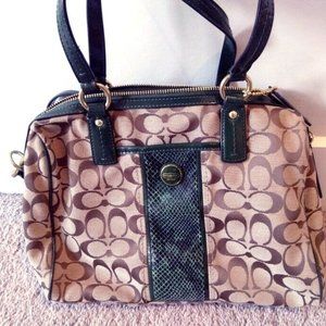 Coach Signature Stripe Python Carryall Satchel